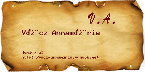Vácz Annamária névjegykártya